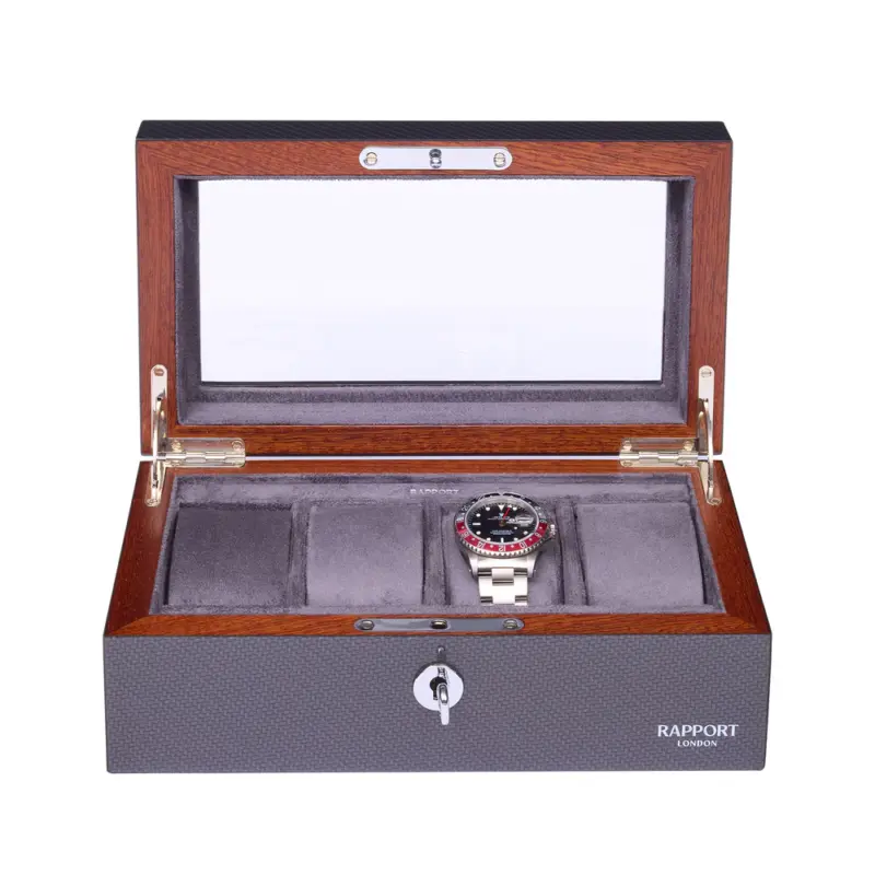 rapport optic 4 piece watch box carbon fibre l286 Watch Winders, Watch Boxes & Watch Safes Watch Winders, Watch Boxes & Watch Safes