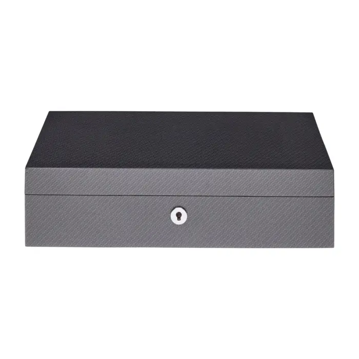 rapport optic 5 piece watch box carbon fibre l284 closed Watch Winders, Watch Boxes & Watch Safes Rapport Optic 5 Piece Watch Box Carbon Fibre L284