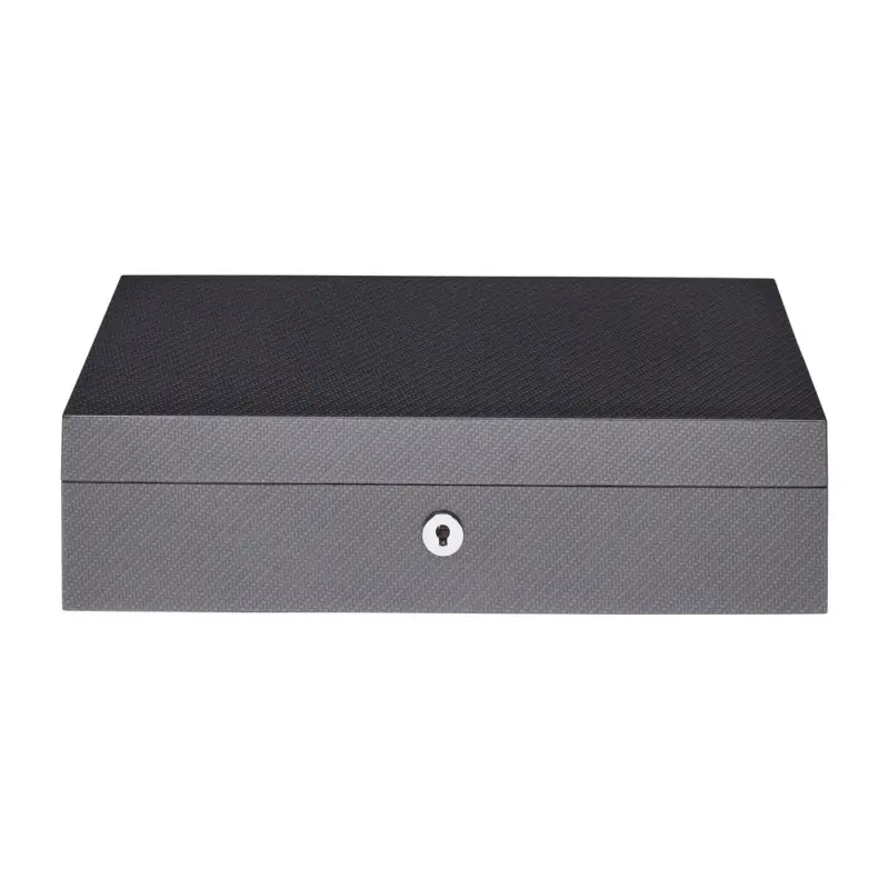 rapport optic 5 piece watch box carbon fibre l284 closed Watch Winders, Watch Boxes & Watch Safes Rapport Optic 5 Piece Watch Box Carbon Fibre L284
