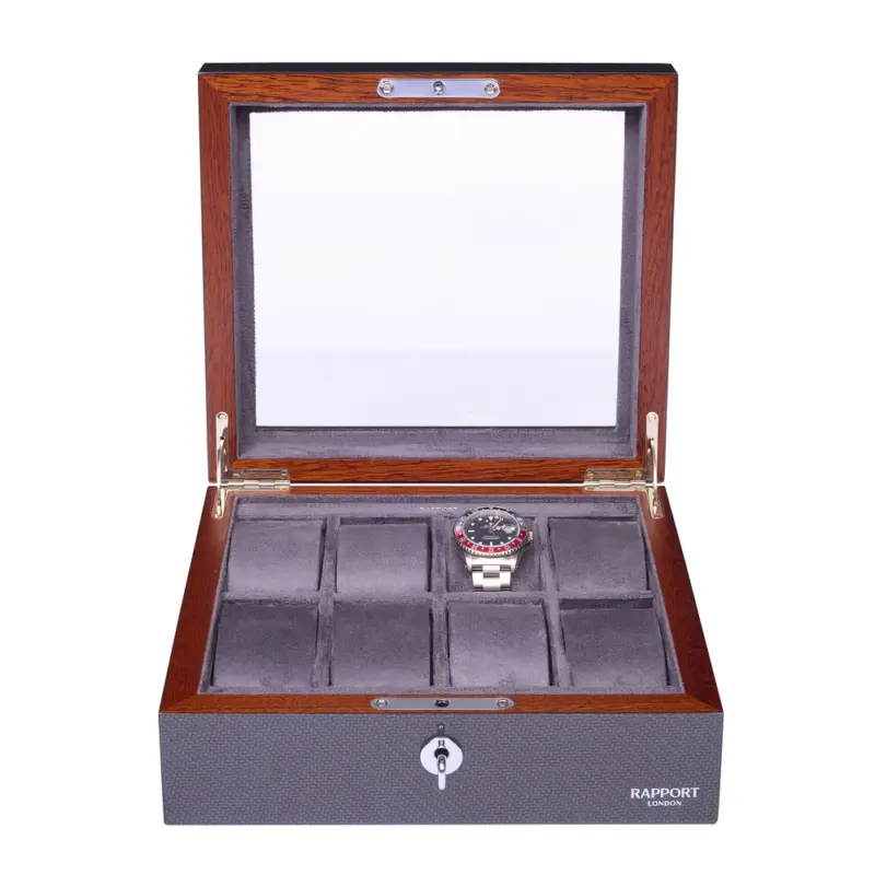 rapport optic 8 piece watch box carbon fibre l287 Watch Winders, Watch Boxes & Watch Safes Watch Winders, Watch Boxes & Watch Safes
