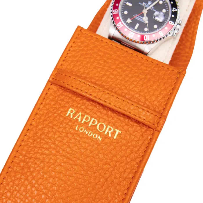 rapport single watch pouch portobello orange 02 Watch Winders, Watch Boxes & Watch Safes Rapport Single Watch Pouch Portobello Orange