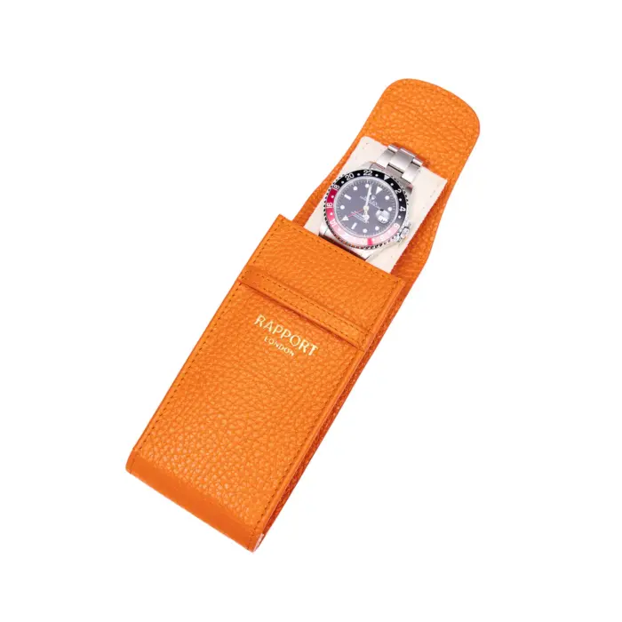 rapport single watch pouch portobello orange Watch Winders, Watch Boxes & Watch Safes Rapport Single Watch Pouch Portobello Orange