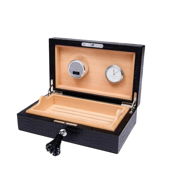 rapport small humidor heritage black 02 Watch Winders, Watch Boxes & Watch Safes Rapport Small Humidor Heritage Black