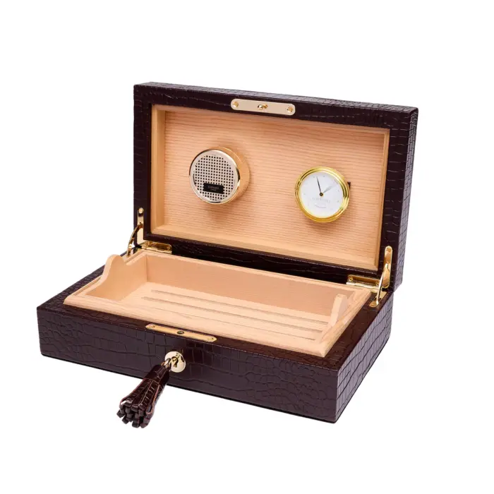 rapport small humidor heritage brown 02 Watch Winders, Watch Boxes & Watch Safes Rapport Small Humidor Heritage Brown