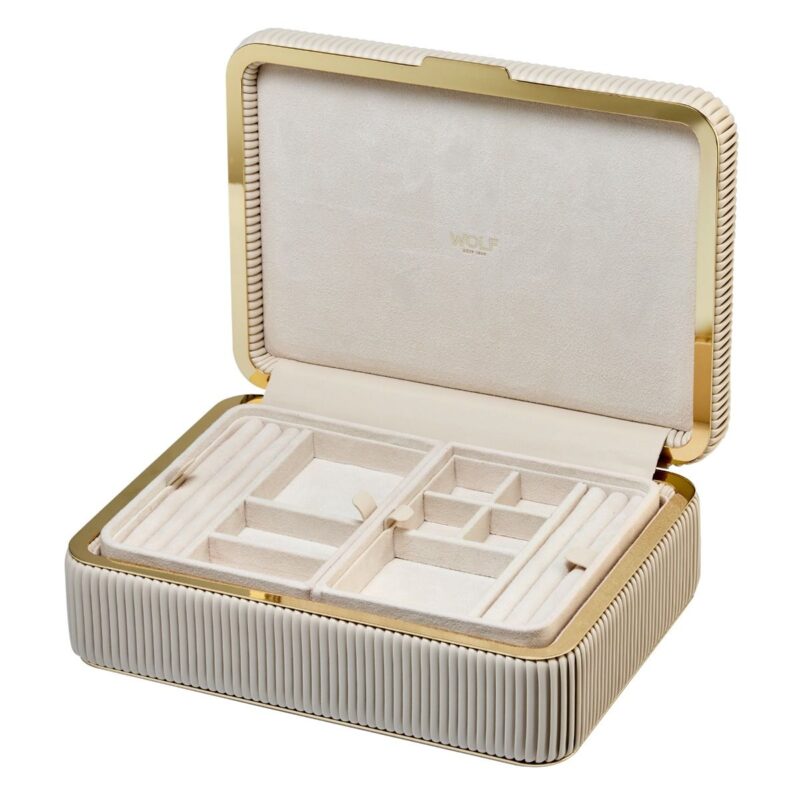 wolf jewellery box medium bella bone open Watch Winders, Watch Boxes & Watch Safes WOLF Jewellery Box Medium Bella Bone
