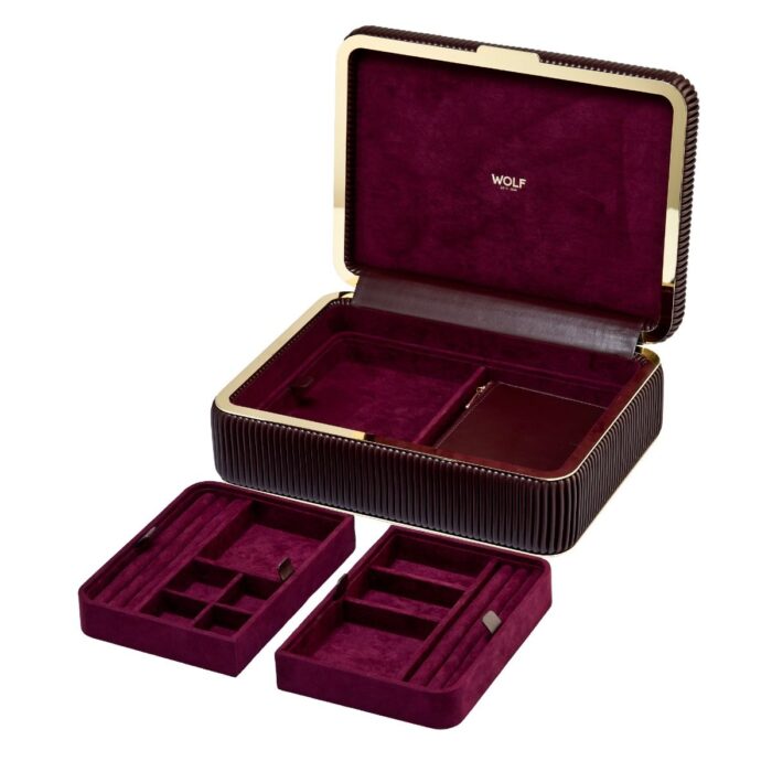 wolf jewellery box medium bella bordeaux detail Watch Winders, Watch Boxes & Watch Safes WOLF Jewellery Box Medium Bella Bordeaux