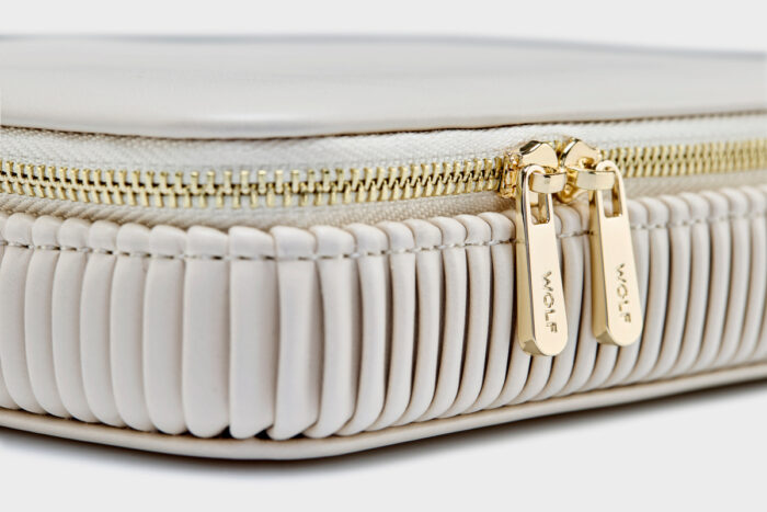 wolf jewellery zip case bella bone closeup Watch Winders, Watch Boxes & Watch Safes WOLF Jewellery Zip Case Bella Bone