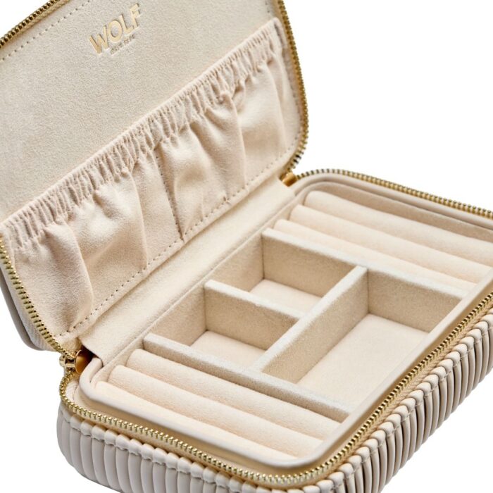 wolf jewellery zip case bella bone detail Watch Winders, Watch Boxes & Watch Safes WOLF Jewellery Zip Case Bella Bone