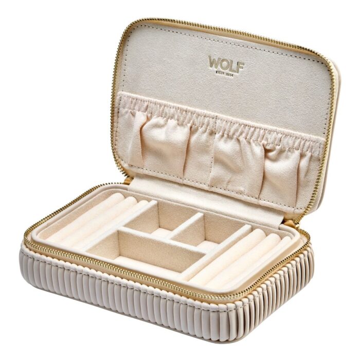 wolf jewellery zip case bella bone open Watch Winders, Watch Boxes & Watch Safes WOLF Jewellery Zip Case Bella Bone