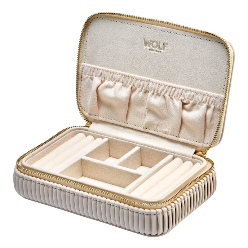 wolf jewellery zip case bella bone open Watch Winders, Watch Boxes & Watch Safes WOLF Jewellery Zip Case Bella Bone