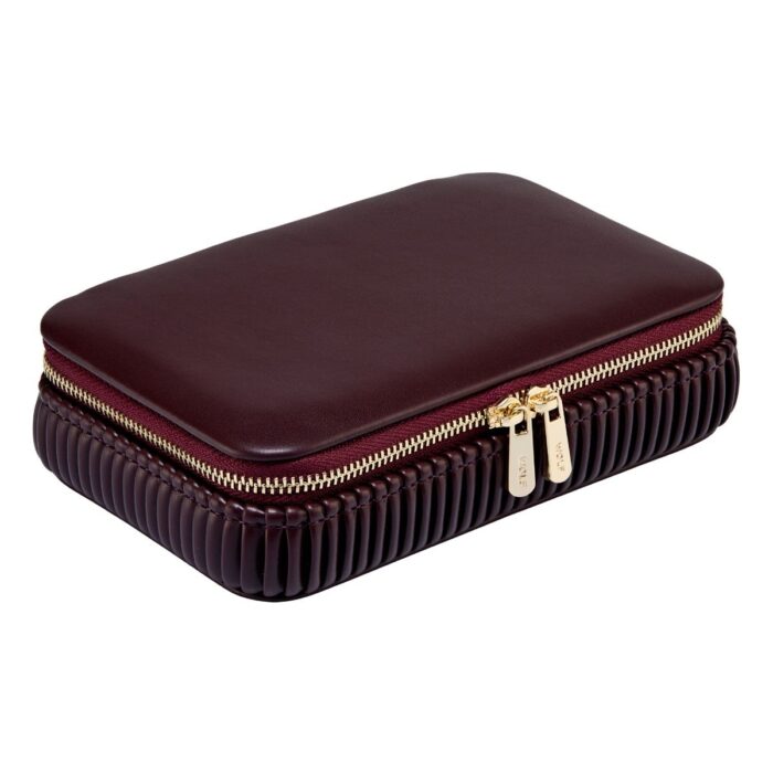 wolf jewellery zip case bella bordeaux side Watch Winders, Watch Boxes & Watch Safes WOLF Jewellery Zip Case Bella Bordeaux