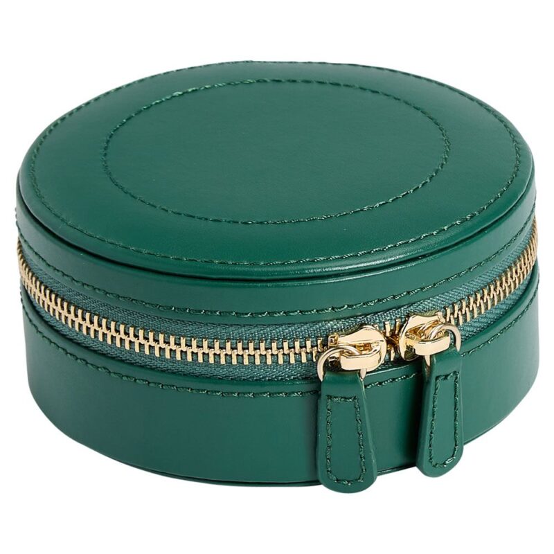wolf sophia mini jewelry round zip case forest green 01 Watch Winders, Watch Boxes & Watch Safes WOLF Sophia Mini Jewelry Round Zip Case Forest Green