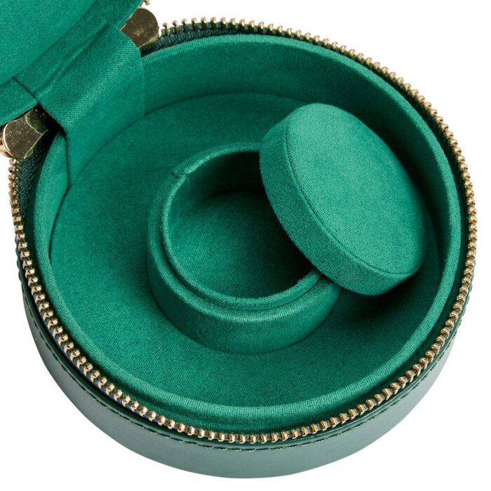 wolf sophia mini jewelry round zip case forest green 04 Watch Winders, Watch Boxes & Watch Safes WOLF Sophia Mini Jewelry Round Zip Case Forest Green