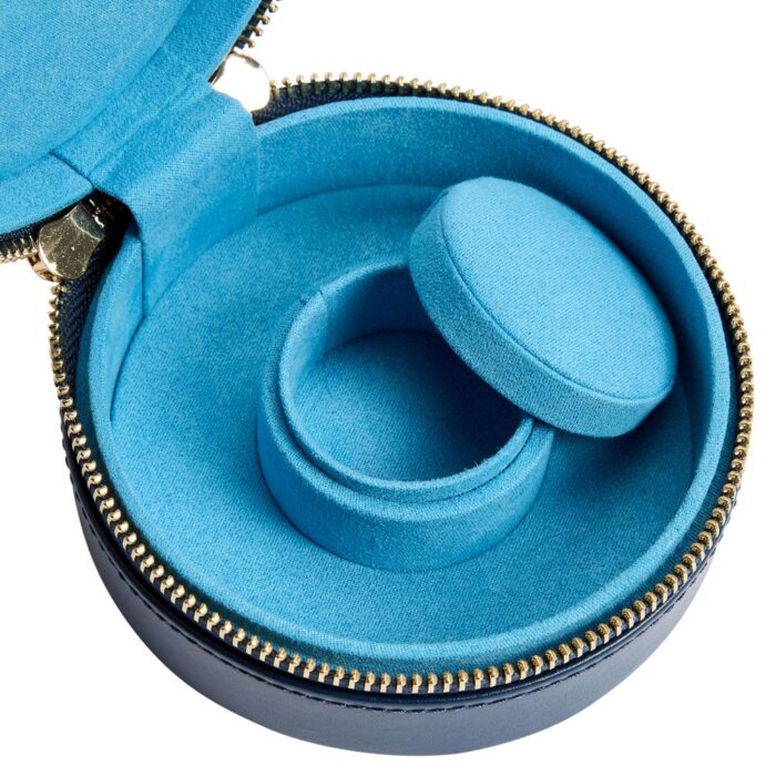 wolf sophia mini jewelry round zip case indigo 04 Watch Winders, Watch Boxes & Watch Safes WOLF Sophia Mini Jewelry Round Zip Case Indigo