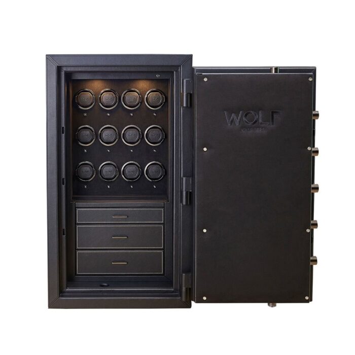 wolf athos 12 piece watch winder and jewelry safe black 0 Watch Winders, Watch Boxes & Watch Safes WOLF Athos 12 Piece Watch Winder and Jewelry Safe Black