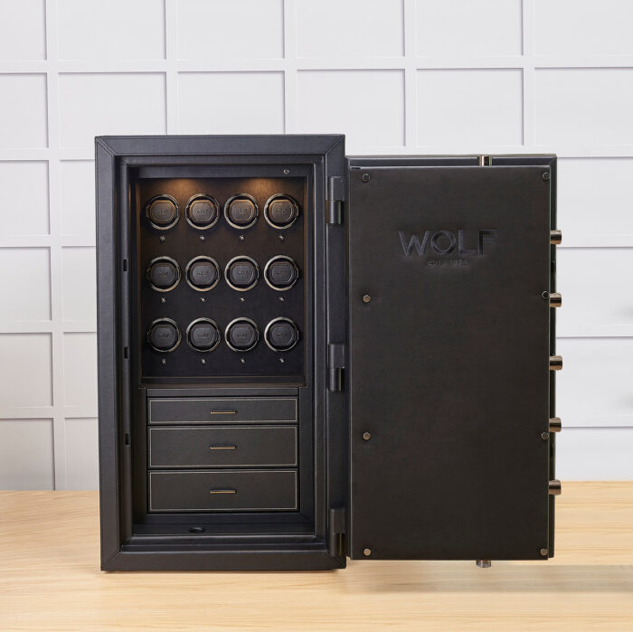 wolf athos 12 piece watch winder and jewelry safe black 00 Watch Winders, Watch Boxes & Watch Safes WOLF Athos 12 Piece Watch Winder and Jewelry Safe Black