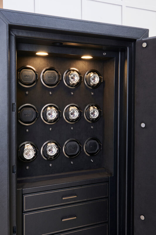 wolf athos 12 piece watch winder and jewelry safe black 01 Watch Winders, Watch Boxes & Watch Safes WOLF Athos 12 Piece Watch Winder and Jewelry Safe Black