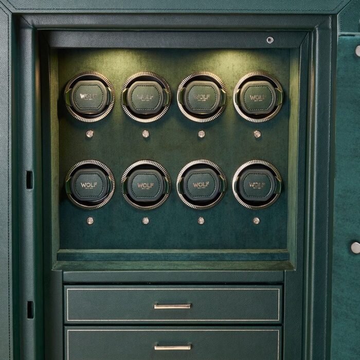 wolf athos 12 piece watch winder and jewelry safe green 1 Watch Winders, Watch Boxes & Watch Safes WOLF Athos 12 Piece Watch Winder and Jewelry Safe Green