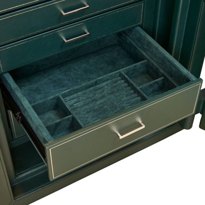 wolf athos 16 piece watch winder and jewelry safe green 2 Watch Winders, Watch Boxes & Watch Safes WOLF Athos 16 Piece Watch Winder and Jewelry Safe Green