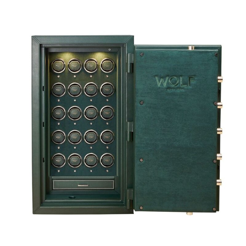 wolf athos 20 piece watch winder and jewelry safe green 0 Watch Winders, Watch Boxes & Watch Safes WOLF Athos 20 Piece Watch Winder and Jewelry Safe Green