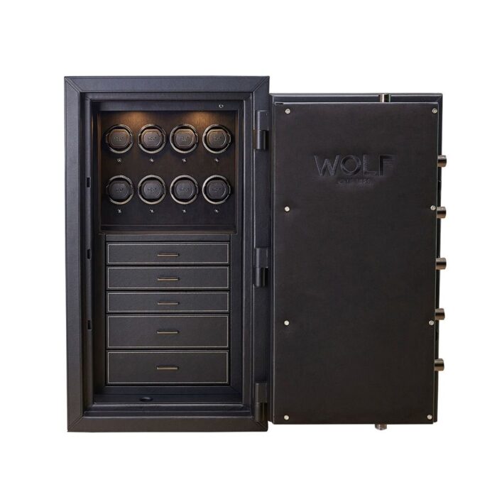 wolf athos 8 piece watch winder and jewelry safe black 0 Watch Winders, Watch Boxes & Watch Safes WOLF Athos 8 Piece Watch Winder and Jewelry Safe Black