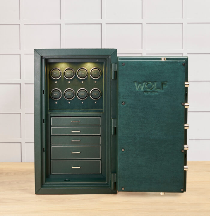 wolf athos 8 piece watch winder and jewelry safe green 03 Watch Winders, Watch Boxes & Watch Safes WOLF Athos 8 Piece Watch Winder and Jewelry Safe Green
