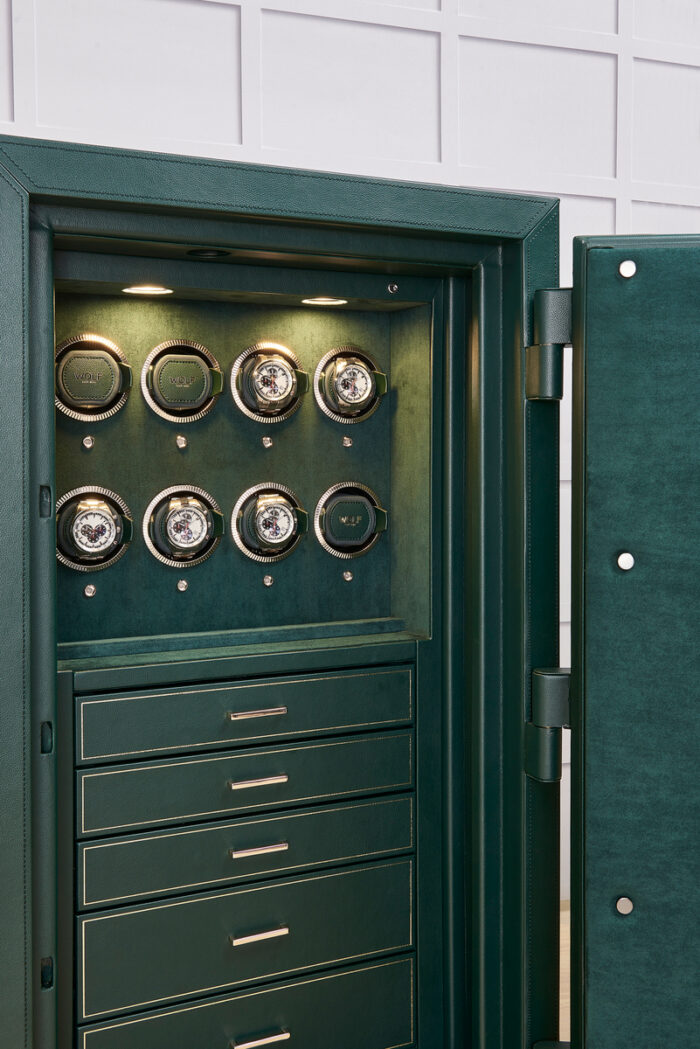 wolf athos 8 piece watch winder and jewelry safe green 04 Watch Winders, Watch Boxes & Watch Safes WOLF Athos 8 Piece Watch Winder and Jewelry Safe Green