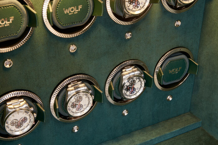 wolf athos 8 piece watch winder and jewelry safe green 05 Watch Winders, Watch Boxes & Watch Safes WOLF Athos 8 Piece Watch Winder and Jewelry Safe Green