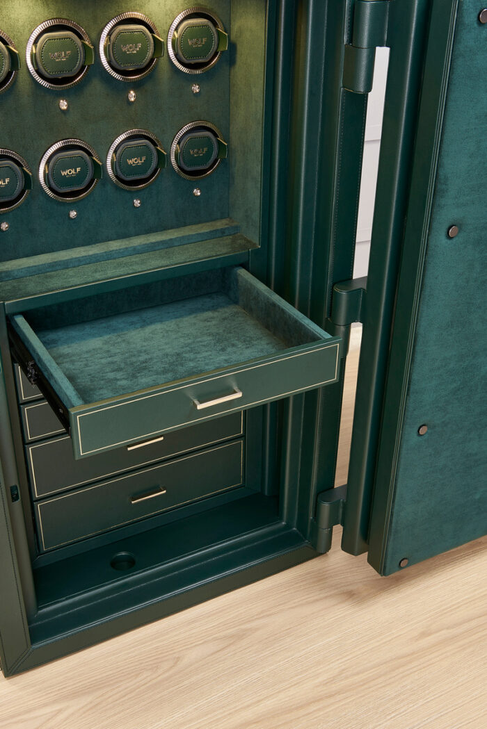 wolf athos 8 piece watch winder and jewelry safe green 06 Watch Winders, Watch Boxes & Watch Safes WOLF Athos 8 Piece Watch Winder and Jewelry Safe Green