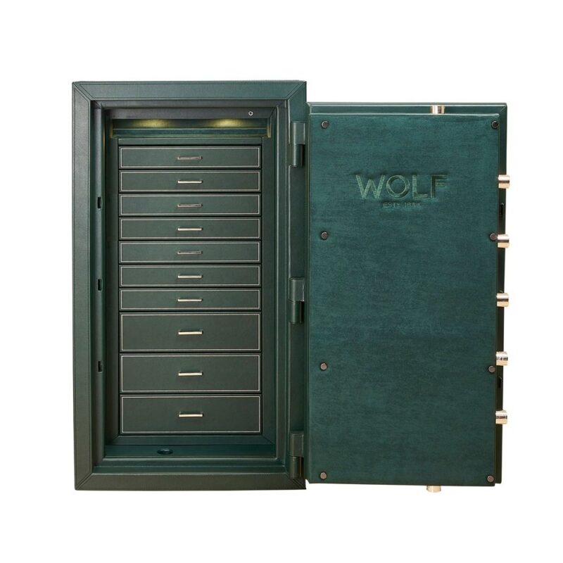 wolf athos watch winder and jewelry safe green open Watch Winders, Watch Boxes & Watch Safes Watch Winders, Watch Boxes & Watch Safes