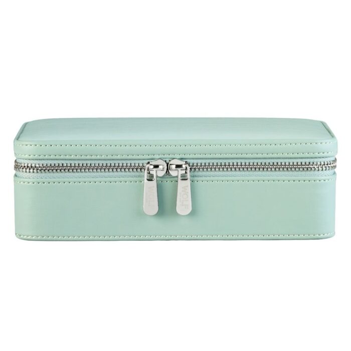 wolf x liberty jewellery medium zip case julia interior print sage green Watch Winders, Watch Boxes & Watch Safes WOLF X LIBERTY Jewellery Medium Zip Case Julia Interior Print Sage Green