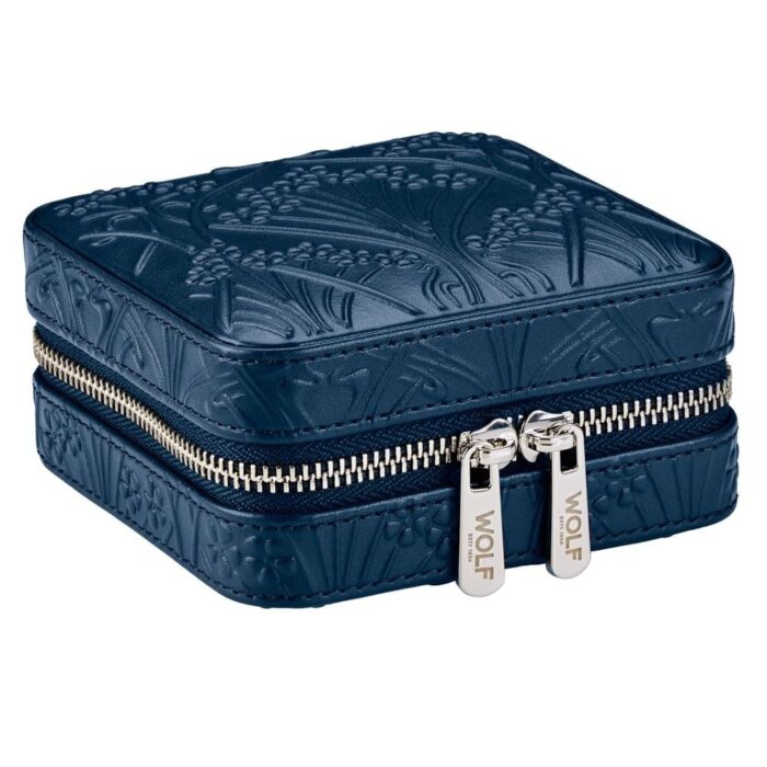 wolf x liberty jewellery small zip case all over ianthe navy 00 Watch Winders, Watch Boxes & Watch Safes WOLF X LIBERTY Jewellery Small Zip Case All Over Ianthe Navy