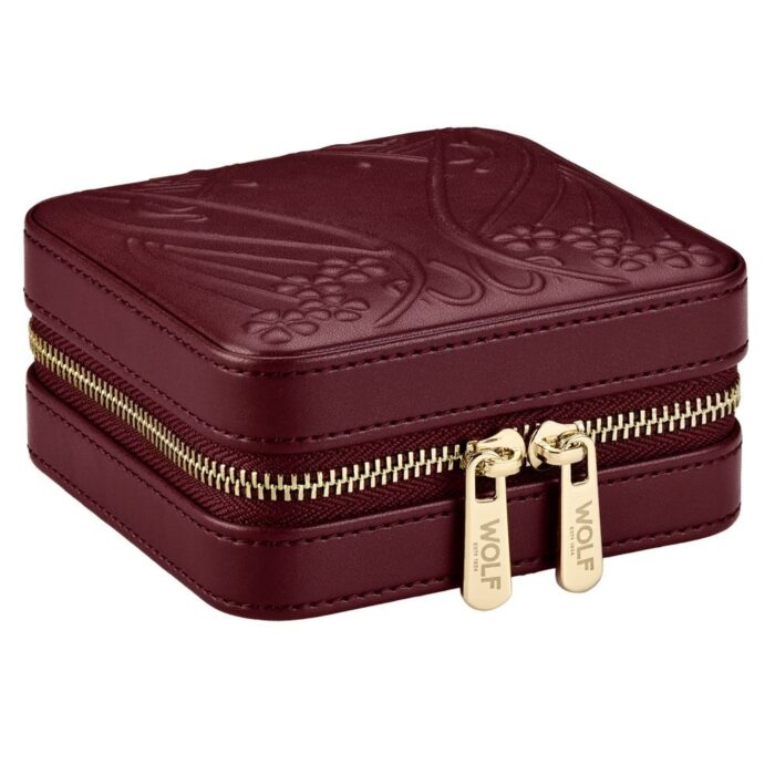 wolf x liberty jewellery small zip case ianthe burgundy 0 Watch Winders, Watch Boxes & Watch Safes WOLF X LIBERTY Jewellery Small Zip Case Ianthe Burgundy