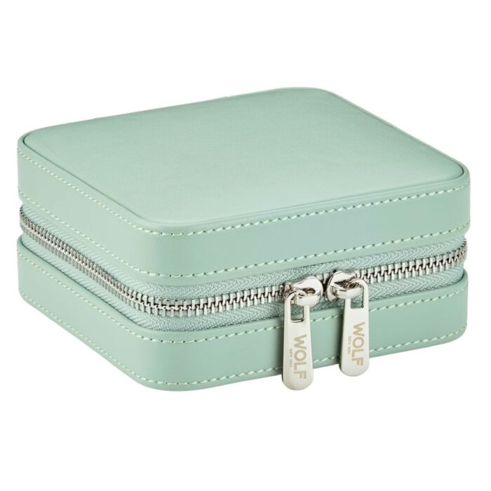 wolf x liberty jewellery small zip case julia interior print sage green 0 Watch Winders, Watch Boxes & Watch Safes WOLF X LIBERTY Jewellery Small Zip Case Julia Interior Print Sage Green