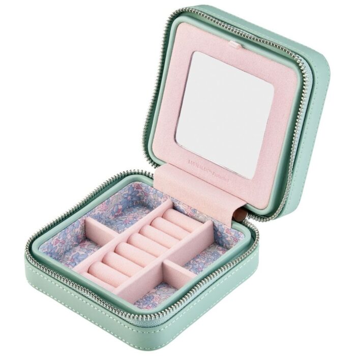 wolf x liberty jewellery small zip case julia interior print sage green 02 Watch Winders, Watch Boxes & Watch Safes WOLF X LIBERTY Jewellery Small Zip Case Julia Interior Print Sage Green