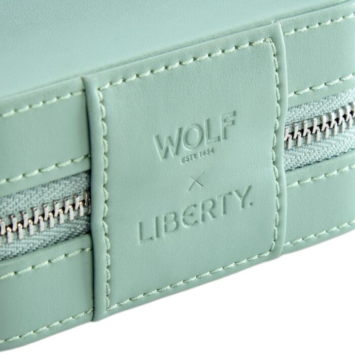 wolf x liberty jewellery small zip case julia interior print sage green 05 Watch Winders, Watch Boxes & Watch Safes WOLF X LIBERTY Jewellery Small Zip Case Julia Interior Print Sage Green