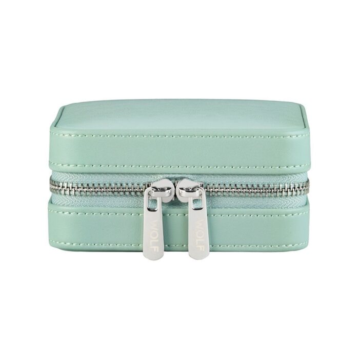 wolf x liberty jewellery small zip case julia interior print sage green Watch Winders, Watch Boxes & Watch Safes WOLF X LIBERTY Jewellery Small Zip Case Julia Interior Print Sage Green