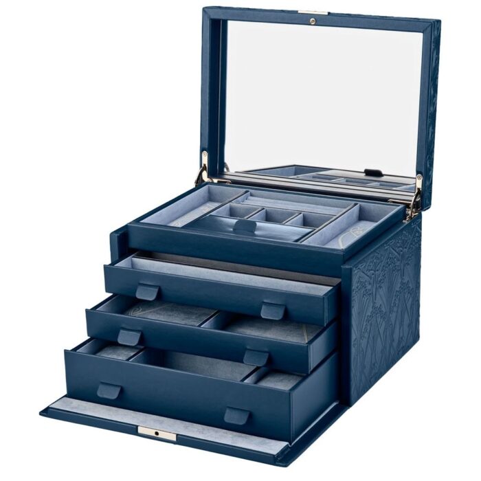 wolf x liberty large jewellery box all over ianthe navy 1 Watch Winders, Watch Boxes & Watch Safes WOLF X LIBERTY Large Jewellery Box All Over Ianthe Navy
