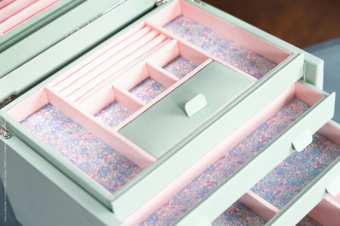wolf x liberty large jewellery box julia interior print sage green 9 Watch Winders, Watch Boxes & Watch Safes WOLF X LIBERTY Large Jewellery Box Julia Interior Print Sage Green