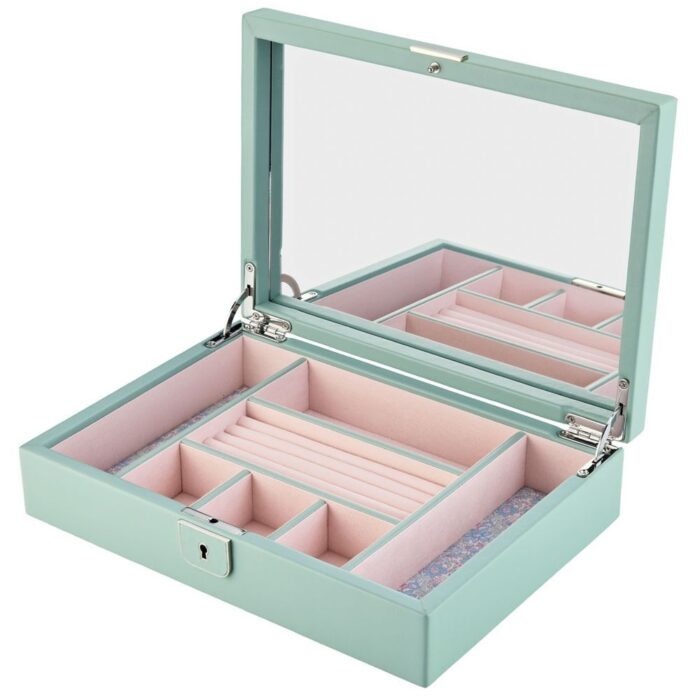 wolf x liberty medium jewellery box julia interior print sage green 0 Watch Winders, Watch Boxes & Watch Safes WOLF X LIBERTY Medium Jewellery Box Julia Interior Print Sage Green