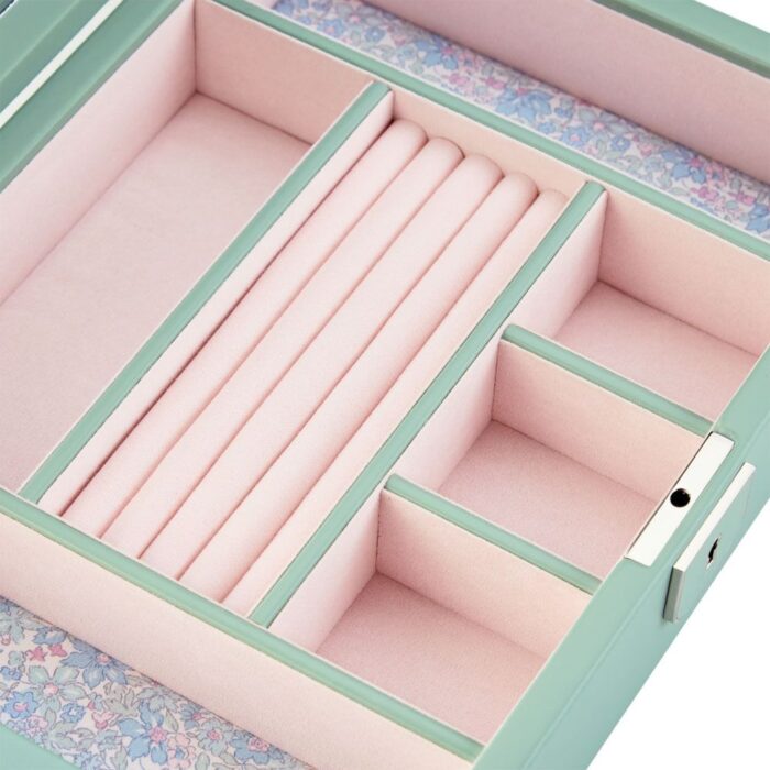 wolf x liberty medium jewellery box julia interior print sage green 1 Watch Winders, Watch Boxes & Watch Safes WOLF X LIBERTY Medium Jewellery Box Julia Interior Print Sage Green