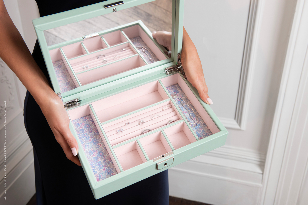 wolf x liberty medium jewellery box julia interior print sage green 5 Watch Winders, Watch Boxes & Watch Safes Watch Winders, Watch Boxes & Watch Safes