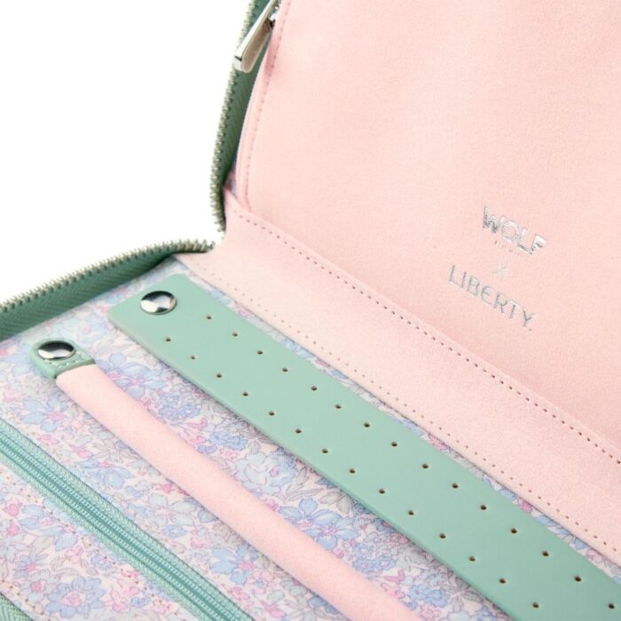 wolf x liberty travel jewellery portfolio julia interior print sage green 3 Watch Winders, Watch Boxes & Watch Safes WOLF X LIBERTY Travel Jewellery Portfolio Julia Interior Print Sage Green