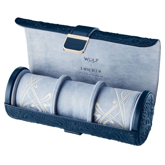 wolf x liberty triple watch roll all over ianthe navy 1 Watch Winders, Watch Boxes & Watch Safes WOLF X LIBERTY Triple Watch Roll All Over Ianthe Navy