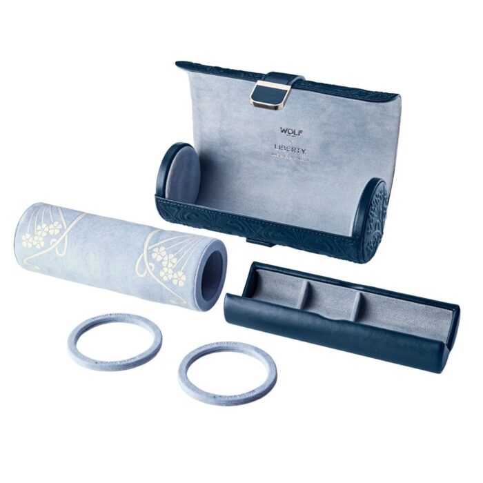wolf x liberty triple watch roll all over ianthe navy 3 Watch Winders, Watch Boxes & Watch Safes WOLF X LIBERTY Triple Watch Roll All Over Ianthe Navy