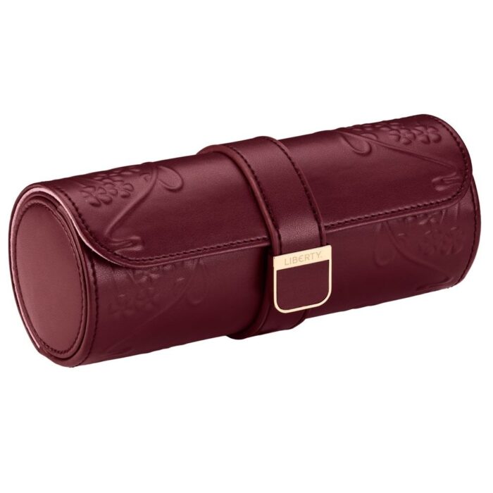 wolf x liberty triple watch roll ianthe burgundy 0 Watch Winders, Watch Boxes & Watch Safes WOLF X LIBERTY Triple Watch Roll Ianthe Burgundy