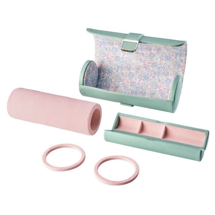 wolf x liberty triple watch roll julia interior print sage green 3 Watch Winders, Watch Boxes & Watch Safes WOLF X LIBERTY Triple Watch Roll Julia Interior Print Sage Green