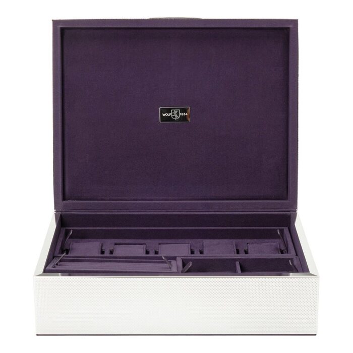 wolf silver large watch jewelry and legacy box 190005 01 Watch Winders, Watch Boxes & Watch Safes WOLF Silver Large Watch Jewelry And Legacy Box 190005