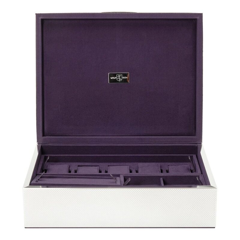wolf silver large watch jewelry and legacy box 190005 01 Watch Winders, Watch Boxes & Watch Safes WOLF Silver Large Watch Jewelry And Legacy Box 190005