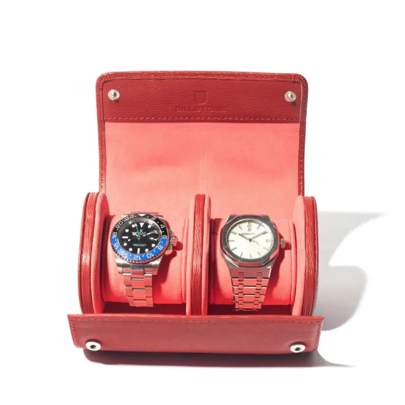 billstone watch roll watch travel case voyager 2 piece monaco red 0 Watch Winders, Watch Boxes & Watch Safes Billstone Watch Roll Watch Travel Case Voyager 2 Piece Monaco Red